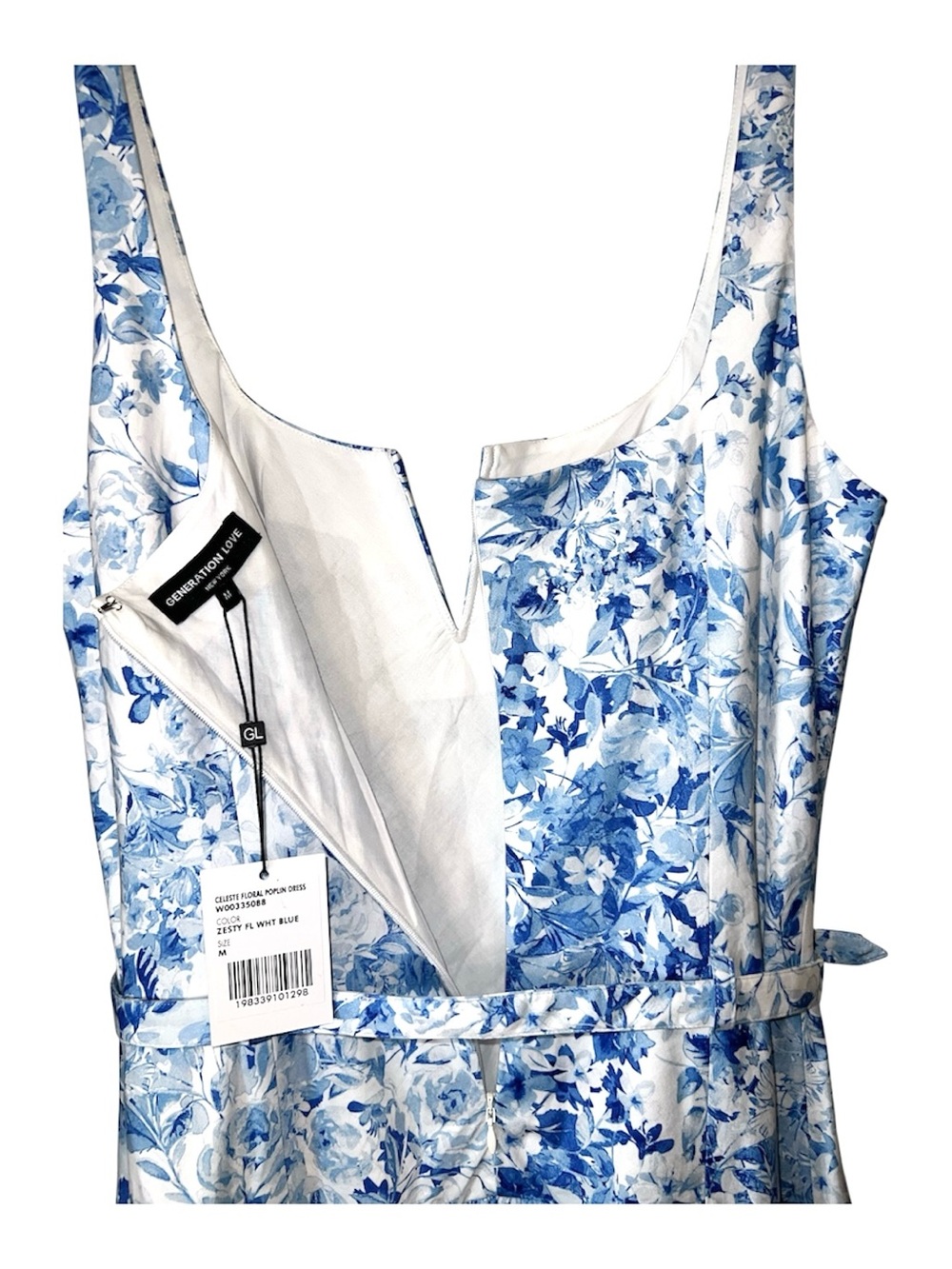Generation Love Celeste Floral Poplin Midi Dress NWT Size M Blue White - Picture 8 of 11